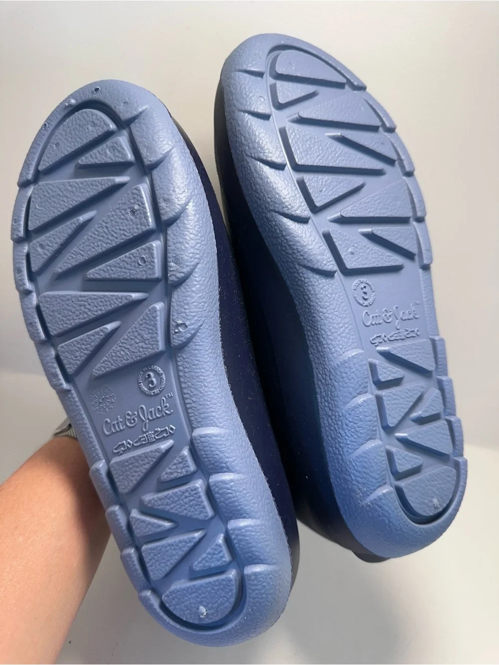 CAT & JACK Andy Rain Boots Navy Waterproof, Pull-On, Non-Marking Sole Size 3 New